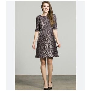 Taylor Striped Leopard Print Scuba Knit Shift Dress